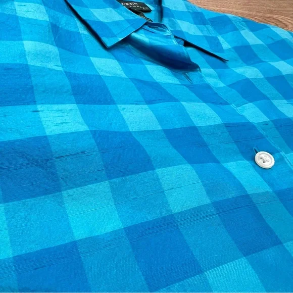 Lauren Ralph Lauren Blue Checkered Silk Blouse Women’s Small Great Condition - Picture 10 of 10